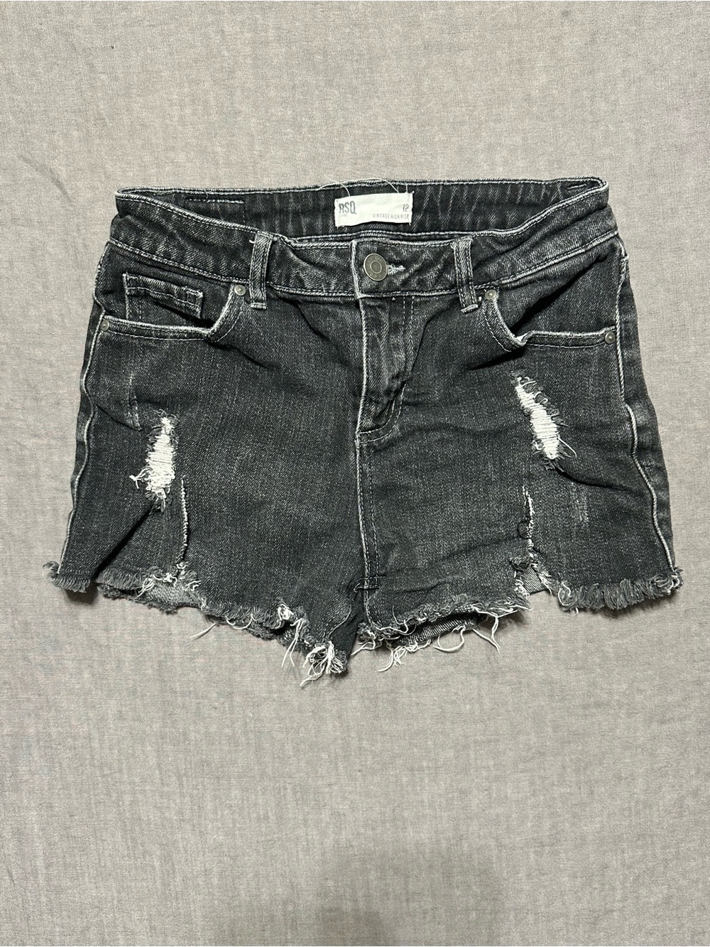 RSQ Vintage High Rise Black Distressed Denim Shorts